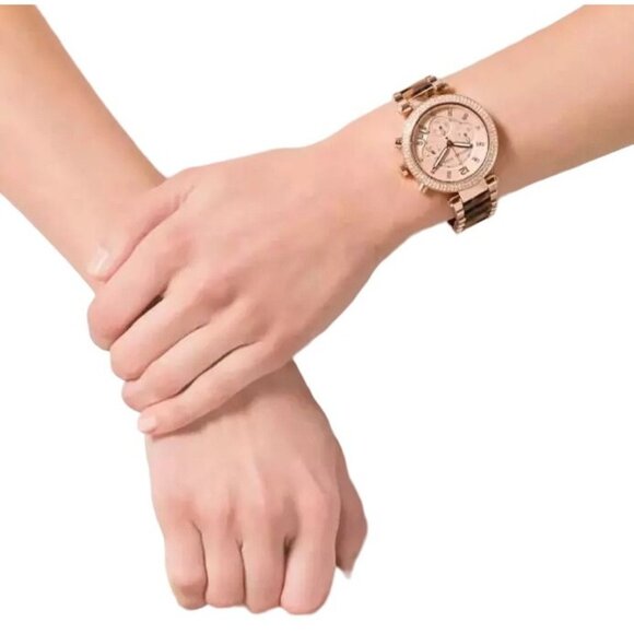 Michael Kors Accessories - NEW Michael Kors MK5538 Parker Rose Gold Tortoise Watch Stainless Steel Acetate
